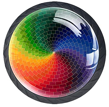 Lot de 4 poignées grunge en briques de couleur arc-en-ciel pour tiroir, placard, armoire, porte, cuisine