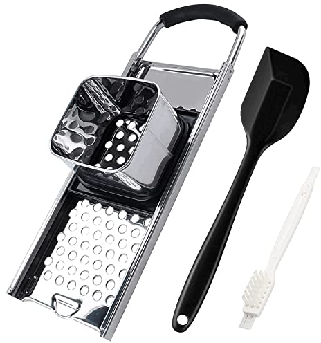 Premium Grade Edelstahl Spätzle Maker mit Comfort Grip Griff, 11 Zoll Groß Silikon Spatel ℃ Hitzebeständig, Hausgemachte Deutsche Eiernudel Knödel Herstellung Werkzeug Set mit Reinigungsbürste
