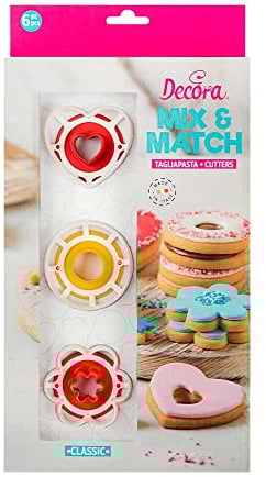 Decora 0255042 Set 6 Tagliapasta Occhio Di Bue Classic, In Plastica, Il Kit Ideale per Creare Decorazioni in Pasta di Zucchero o di Gomma, Made in Italy, Design originale. Confezione da 6 pezzi.