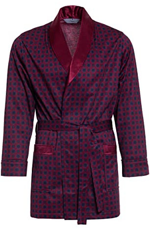 Revise RE-502 Elegant Short Men's Dressing Gown - Smoking Jacket – Burgundy Red 31 – L