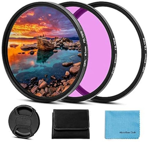 Kit di filtri universali da 77 mm, filtro UV CPL FLD, filtro di protezione UV, filtro polarizzatore circolare, filtro fluorescente con copriobiettivo, ricambio per fotocamere Canon, Nikon, Sony