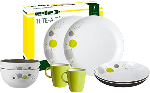Brunner 0830143N.C7B Campinggeschirr Set für 2 Personen, Tête-À-Tête Space, 8-teilig