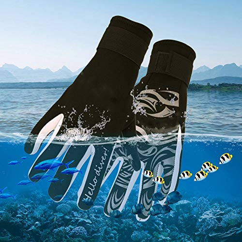 Jerliflyer Tauchhandschuhe, Keep Diving 2MM Warme Neoprenhandschuhe Schwimmen Scuba Schnorchelhandschuhe rutschfeste Erwachsene Flexible zum Tauchen für Open Water Swimming Surfing(XL Schwarz)