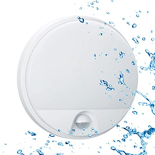 Sigmaled lighting, 10W LED- Deckenleuchte mit Bewegungsmelder IP54 WASSERDICHT, 900 Lumen, Deckenlampe Neutralweißes 4000K, Wandleuchte für außen und innen, Runde Wandlampe