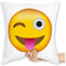 Shirtracer Kissen 40x40 Zierkissen - Statement - Emoticon herausgestreckte Zunge - 40 x 40 cm - Weiß - mit Spruch Statements sprüche