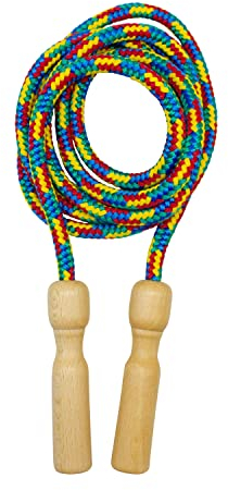 3004 Corde à sauter multicolore en bois, corde colorée, 250 cm, poignée en bois, corde à sauter pour enfants, corde à sauter – Qualité fabriquée en Allemagne