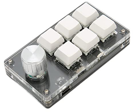 Bewinner 6 Keys Programmable Keypad with Knob, One Handed Mechanical Gaming Keyboard, Wired USB Wireless Bluetooth OSU Keyboard, Mini Keypad for Gaming Office (White)