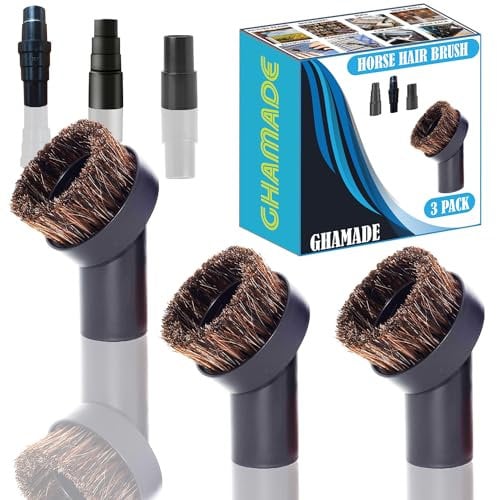 Runde Rosshaar-Staubbürste, weiche Borsten, plus Staubsaugerschlauch-Adapter-Set, kompatibel mit den meisten Staubsaugern mit 3,8 cm oder 3,8 cm Schlauch (32 mm und 35 mm Aufsatz)