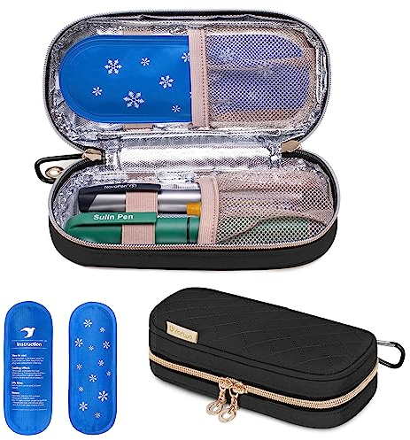 Yarwo Borsa Termica per Insulina, Porta da Viaggio per Medicinali, Astuccio Termico per Insulina, Borsa per Accessori per l'insulina, Nero
