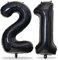 Lingqiang Black 21st Birthday Balloons for Her, 40In Mylar Foil Number 21 Boys Girls, Party Numbers 2 and 1 Women Men 12th Anniversary Decorations Supplies