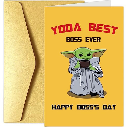 Süße Yoda Boss Day Karte, Happy Boss Day Karte für Chef, Boss Day Geschenk von Mitarbeitern, Yoda Best Boss Ever Wortspielkarte