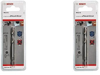 Bosch Professional 1x Pilot Drill Bit Plus HSS-G (Socket 3/8 Hexagonal Shank, 7.15 x 85 mm, Accessory Hole Saw) (Pack of 2)