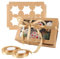 WOPPLXY 50 Stück Cupcake Transportbox, 6 Löchern Cupcake Box mit Fenster, Einsätzen und Seidenband, Muffin Transportbox für Desserts, Cupcakes, Keksen, Braun