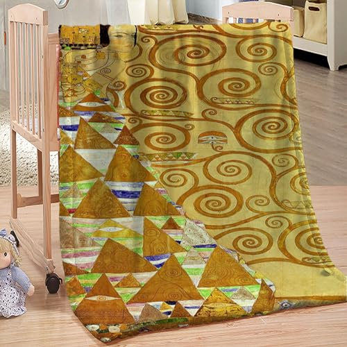 YBRAVO Fleecedecke 150x200 cm Klimt-Kussmuster Kuscheldecke Flauschig Decke Flanell Fleecedecke Sofadecke Weich Deckeldecke Wohndecke für Bett Sofa Zimmer deko