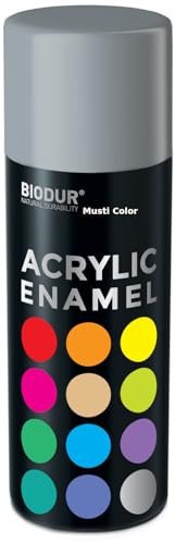 Biodur 400ml Dose Acryllack Autolack Sprühfarbe Lackspray Spraydose Rostschutz Sprühlack Graffiti Farbe Telegrau 2 glänzend RAL 7046