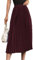 seiveini Damen Plisseerock Länge Elegant Plissee-Maxirock Elastische Taille Chiffon Langer Faltenrock Elastischer Bund für Frühling Sommer Herbst Rock Lang 90cm Einfarbig Vintage A Weinrot M