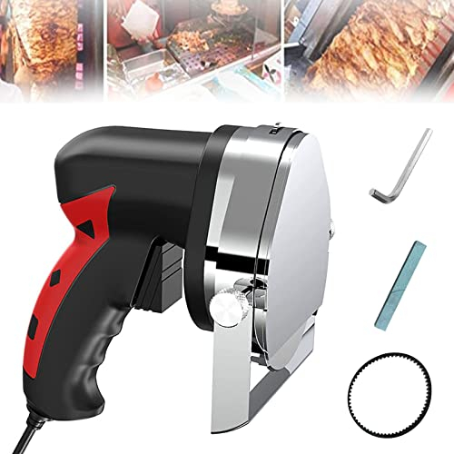 Meat Slicer Machine, Electric Kebab Knife Hand-held Barbecue Slicer Meat Cleaver Stainless Steel Kebab Cutter, Adjustable Thickness