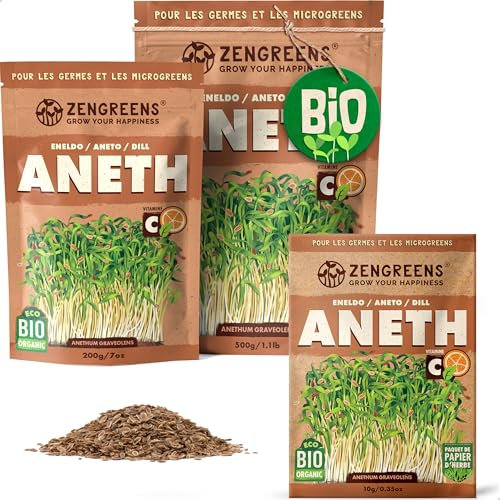 ZenGreens® - Graines de aneth bio - Choisissez entre 10g, 200g et 500g - Graines de aneth avec un taux de germination supérieur à 97% - Microgreens