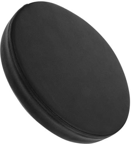 DEARMAMY Rundes Stuhlkissen aus Leder und Schaumstoff und Vielseitig Klassisches Design für Esszimmerstuhl und Gartenstuhl Geeignet Bequemes Sitzpolster in Schwarz