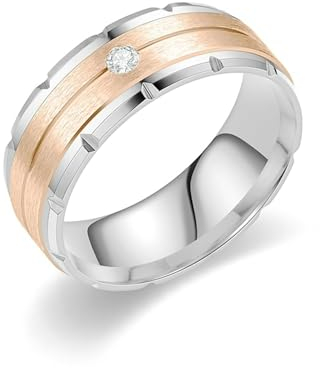 Whoiy Edelstahl Ringe Damen Matt Zirkonia, Rosegold Trau Und Eheringe 8MM Eheringe Verlobungsring Gravur Personalisiert Größe 57 (18.1)