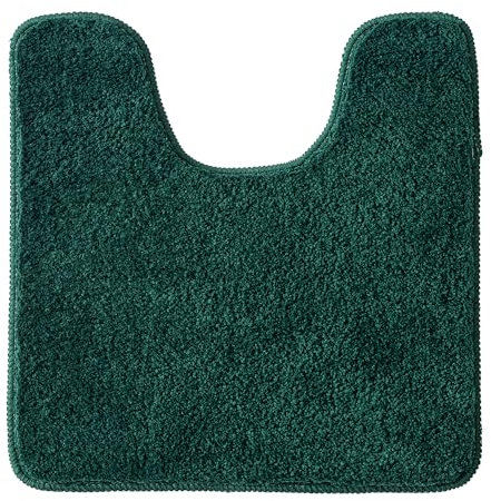 MIULEE Badematte WC Vorleger Badteppich Fußmatte Flur 1 Stück U Förmige Deko Matte Badteppiche Dekoration rutschfest Saugfähig für Wohnzimmer Badezimmer Toilett WC 45x45cm Tiefgrün