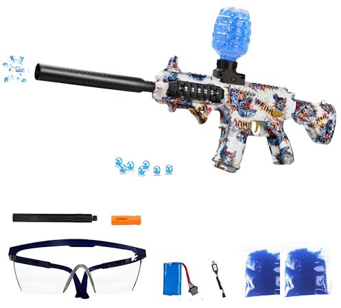 FunBlasters Gel Blaster Gun M416 – Automatische Elektrisch Wasserpistole – 20.000 Bälle Wasserperlen und Brillen – Watersoft Leistungsstarkes Gewehr Waffe Hydrogel Waffen – Erwachsene Gelfire Wasser
