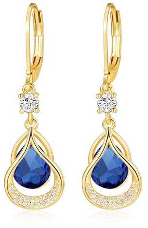 Gold Ohrringe Geburtsstein hängend ohrringe 14K gold hängend gold ohrringe Feine Schmuckstücke Geburtstagsgeschenke für Frauen(Gold September)