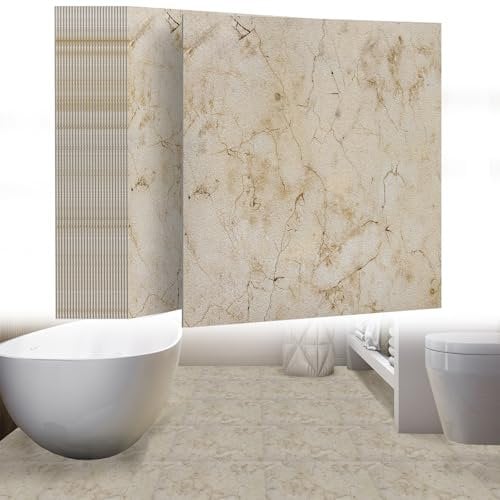 UISEBRT 54 piastrelle autoadesive per pavimenti in PVC, 5,02 m², effetto cemento, piastrelle adesive al metro, per cucina, bagno, corridoio, soggiorno, 30 x 30 cm, modello E