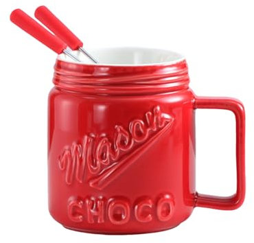 Ceramic Chocolate Melting Cup Christmas Gifts Chocolate Fondue Mug130ml Multi-Function Butter Warmer for Caramel Tapas Tealight Candle Minis Simmer Mug, Melting Mugs for Chocolate,Butter (Red)