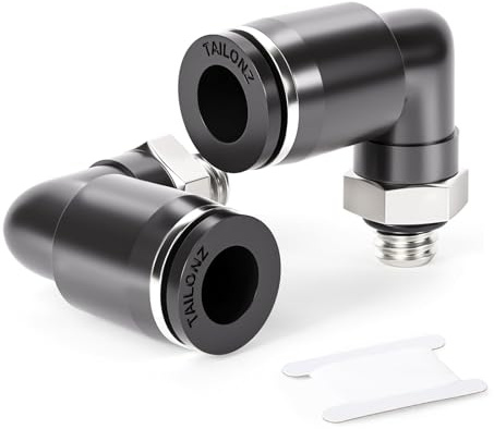 TAILONZ PNEUMATIC Codo Macho 6mm Tubo OD x M6 Rosca 90 Conectores PL6-M6 (Pack de 10)