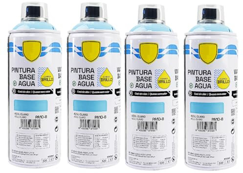 various - Pintura Spray Base Agua 400ml,Ecológica y Sin Olor,Para Muebles,Metal,Plástico y Madera,Colores Duraderos,Cobertura Uniforme - Azul Claro,4 unidad