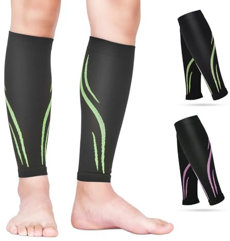 2 Paires Manchon de Compression Mollet Femmes Hommes Bas de Contention Chaussettes Sans Pied Chaussette pour Circulation Sanguine Jambes Varices l'œdème Running Sport Cyclisme Voyage Avion Infirmières