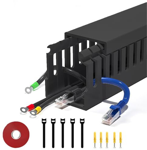 Cable Trunking Raceway Kit, 160CM(40CM X 4) Cable Management Kit Open Slot Cable Raceway Duct with Cover for Computers,TVs, 4 Packs