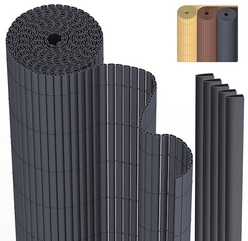 PVC Sichtschutzmatte Sichtschutzzaun 100 x 500 cm Privatsphäre Wetterfest für Garten, Balkon und Terrasse, Sichtschutz mit Strukturierte Oberfläche, Balkonumrandung mit Kabelbindern & Abdeckung