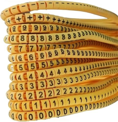 Numérotation de câbles, étiquettes de marquage de fils, étiquettes d'identification de cordons, marqueurs jaunes for tubes de diamètre(6.0mm2)