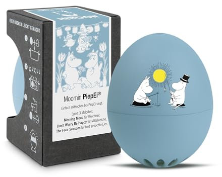 Mumin PiepEi Blau - Singende Eieruhr zum Mitkochen - Eierkocher für 3 Härtegrade - finnischer Cartoon-Klassiker - Lustiges Kochei - Musik Eggtimer - Brainstream