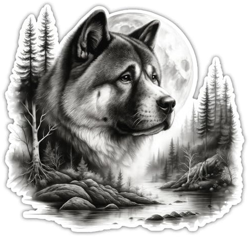 Samunshi® Akita im Wald Aufkleber Wohnmobil Aufkleber für Motorrad Fahrrad Roller oder Camper Camping Wohnwagen Mountainbike Rennrad Hund Dogo 20x20cm