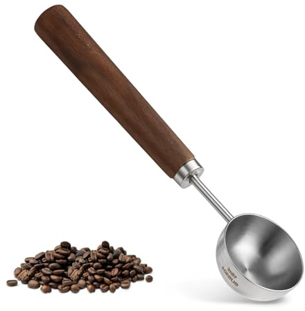Coffee Measuring Scoop, Stainless Steel Vintage Coffee Spoon with Walnut Handle, 1 Tablespoon 15ml for Ground CoffeeBeans, Tea, and More