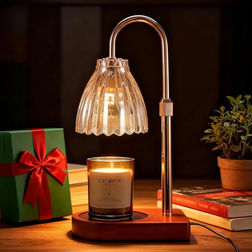 Adewalk Kerzenwärmer Lampe Candle Warmer mit Timer & Dimmer - Höhenverstellbare Kerzenlampe, 2X 50W Birnen, Duftkerzenwärmer für Glaskerzen, Flammenlos & Sicher, Home Dekor, Braun