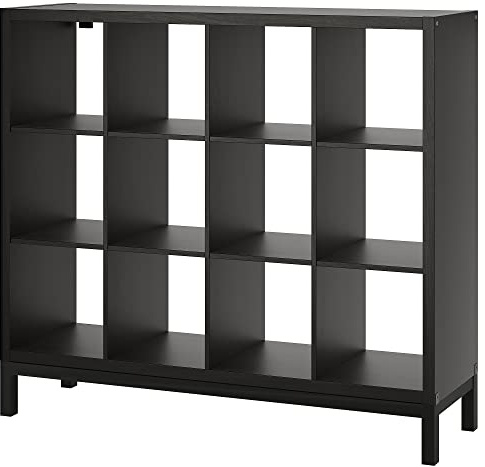 KALLAX Regal mit Untergestell, schwarz-braun/schwarz, 147x129 cm