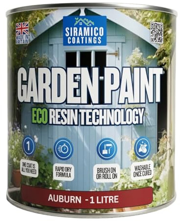 SIRAMICO COATINGS Garden Paint – 1 Litre - Eco Resin Premium One Coat Garden Paint for Garden Furniture (Auburn)