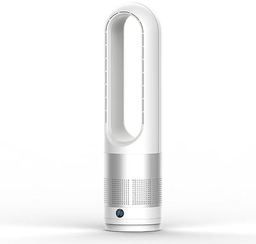 HGPUVIX Bladeless Tower Fan, 2-in-1 Air Purifier Cooling Fan with Remote | 90° Oscillation, 8H Timer, Touch Panel, Remote Control, Ultra Quiet Air Cooler, Easy to Clean, Safe for Children and Pets