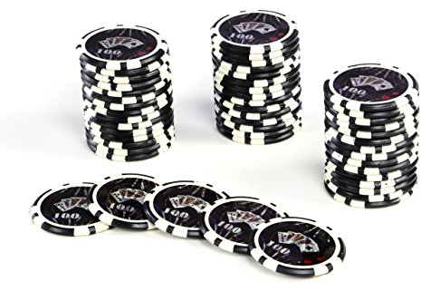 50 Poker-Chips Laser-Chips Ocean-Champion-CHIP Kanten abgerundet 12g Metallkern Poker Texas Hold`em Black Jack Roulette Token Jeton Wert 1-10000 wählbar (Wert 100)