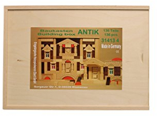 Ebert Holzbaukasten Antik 136 Teile Erzgebirge
