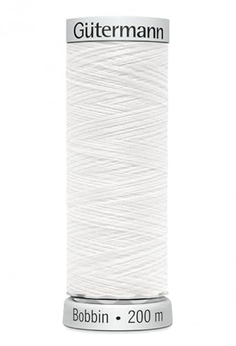 Gutermann 709824/1001 | White 100% Polyester Sulky Embroidery Bobbin Thread 200m
