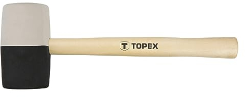 TOPEX Gummihammer Schwarz/Weiß Hartgummihammer Allround-Gummihammer mit zwei Seiten für Indoor und Outdoor - Langlebiger Schonhammer - keine Spuren bei Möbel, Fliesen, Fensterrahmen - 680 g