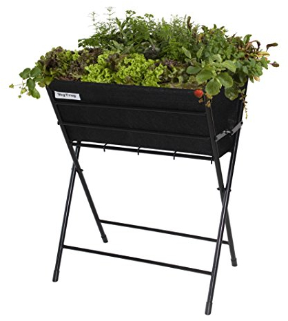VEGTRUG Hochbeet Schwarz, Pflanzbeet, Kräuterbeet, Gemüsebeet für Balkon & Terrasse