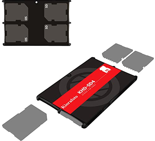 Kiorafoto Speicherkarten Etui Halter Aufbewahrung für 4 SD, SD Karten Tasche Hülle Schutzbox Tragetasche - Memory Card Case Box
