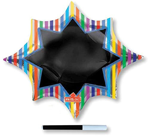 Amscan 3252401 - SuperShape Gestreifter Stern mit Tafel Folienballon P50 verpackt 88 x 73 cm, Luftballon