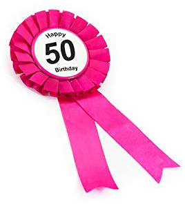 Oblique-Unique® 50. Geburtstag Birthday Button Brosche Pink Happy Birthday